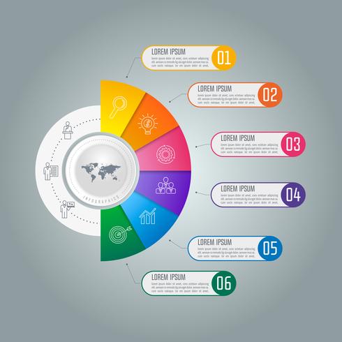 Tijdlijn infographic bedrijfsconcept met 6 opties. vector