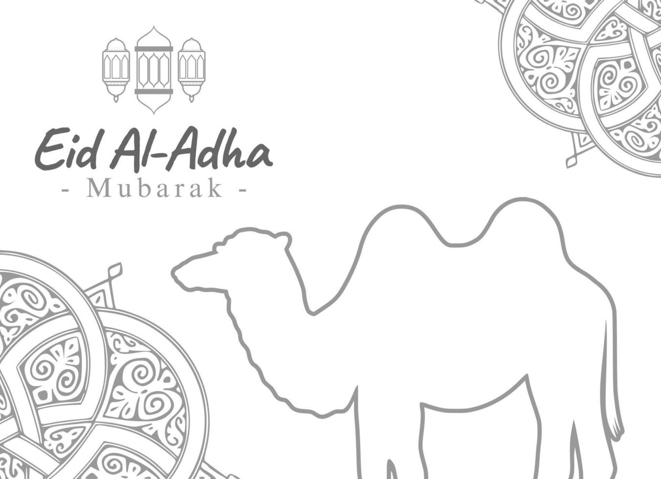 ontwerp vectorillustratie eid adha mubarak met schetsstijl compleet met dierlijke illustratie. geschikt voor wenskaart, poster en banner. vector