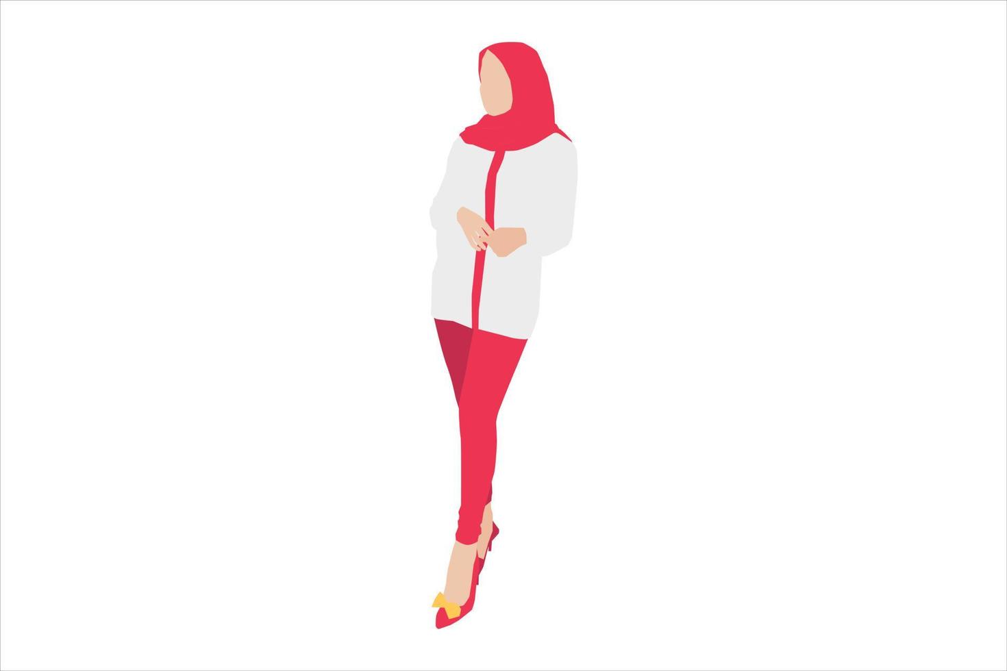 vectorillustratie van moslimvrouwen die zich op de stoep stellen vector