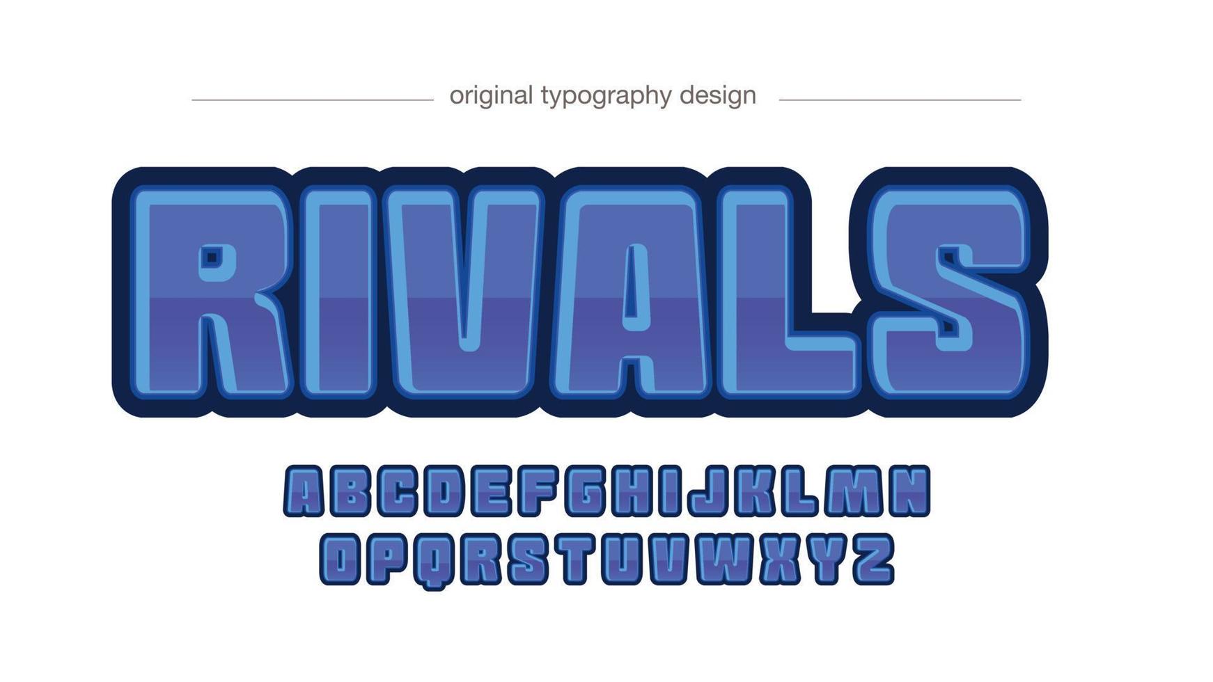 blauwe typografie van het 3D-spellogo in hoofdletters vector
