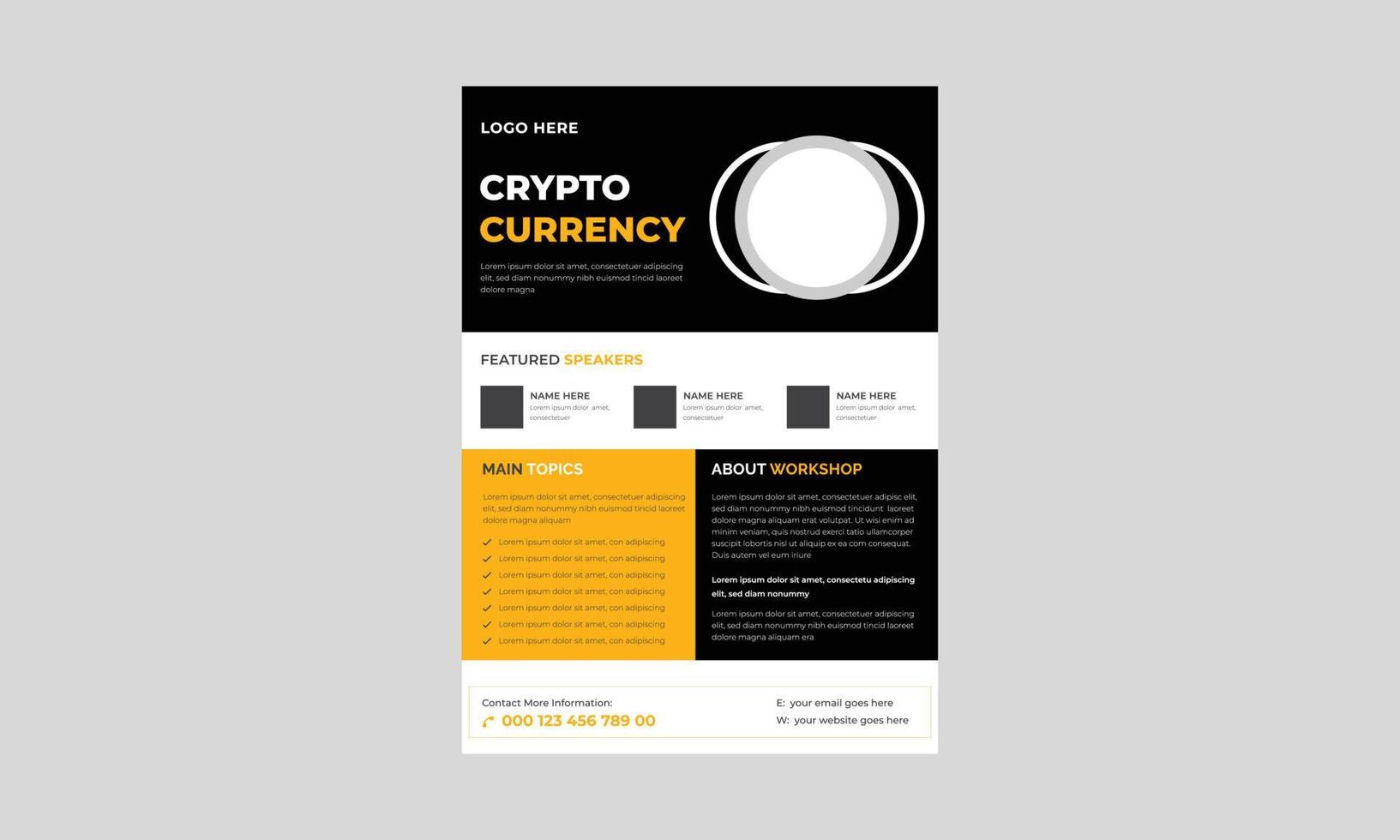 criptocurrency handelsevenement flyer, criptocurrency concept folder sjabloon, concept van virtuele criptocurrency flyer, poster, vector. vector