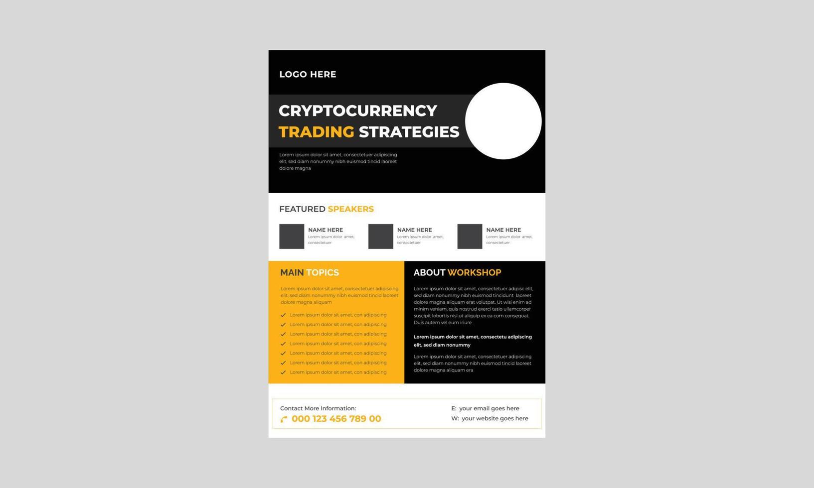 criptocurrency handelsevenement flyer, criptocurrency concept folder sjabloon, concept van virtuele criptocurrency flyer, poster, vector. vector