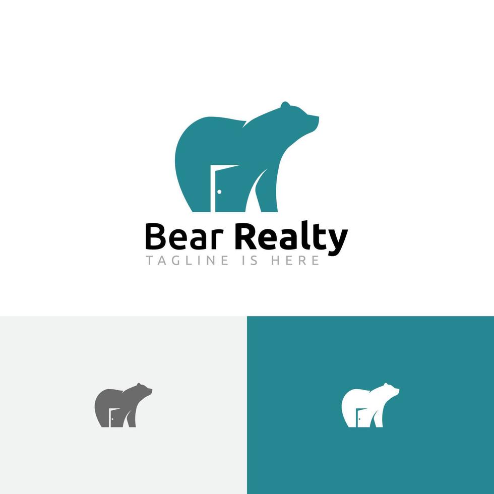 beer realty onroerend goed huis open deur logo sjabloon vector