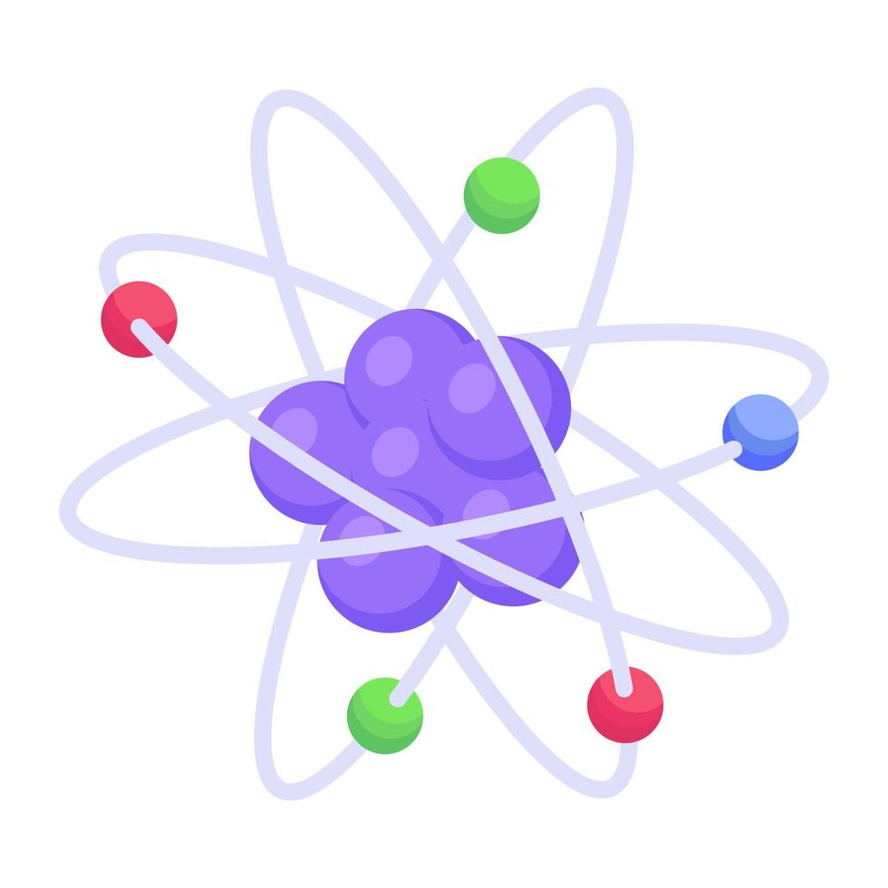 atoomsymbool, moleculaire structuur, isometrisch vectorpictogram vector