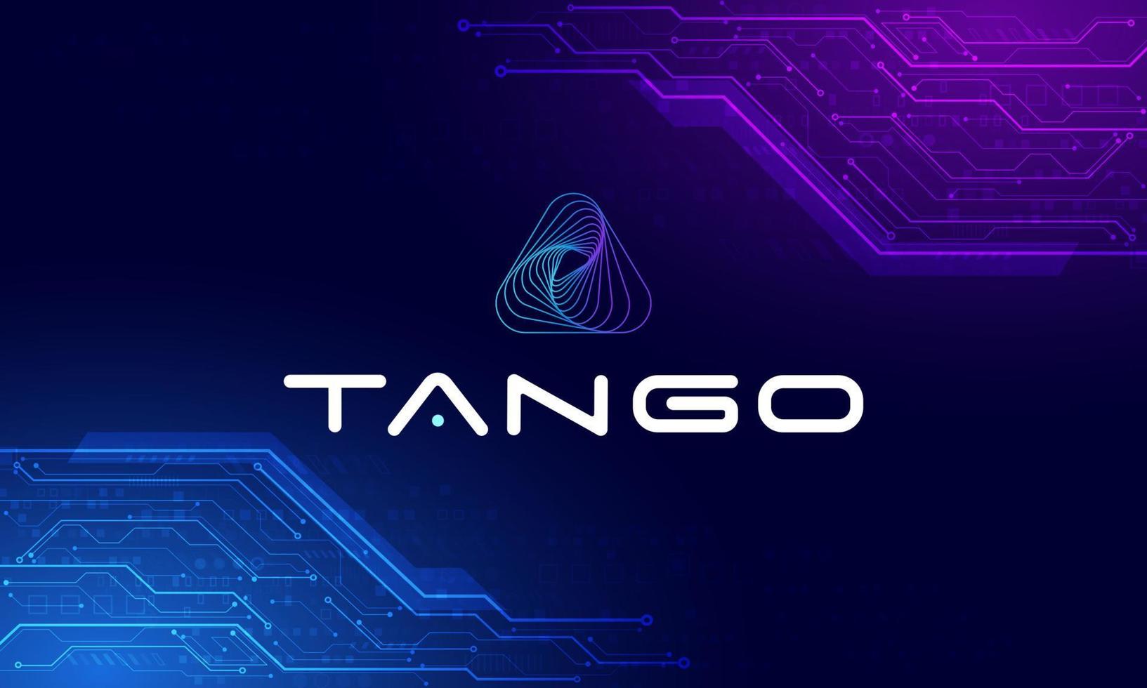 tango ketting logo symbol.nft spel platform.hologram background.world cryptocurrency. vector