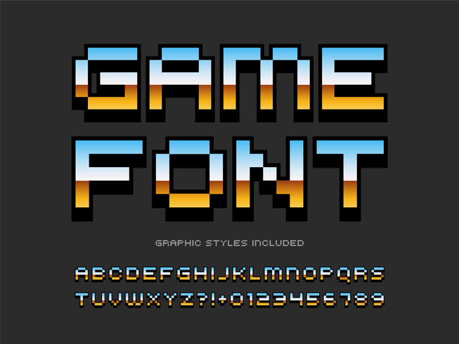 Retro videogame Pixel alfabet vector