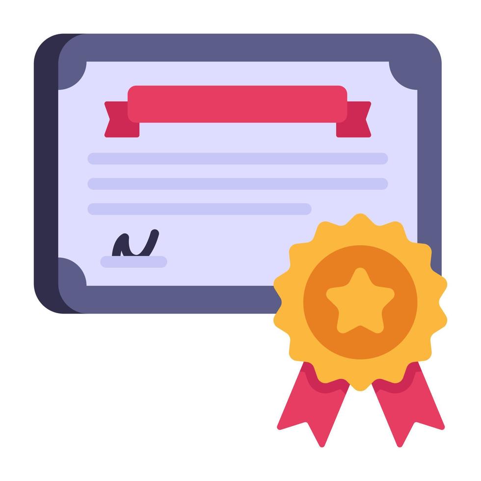 een badge-certificaat plat pictogramontwerp vector