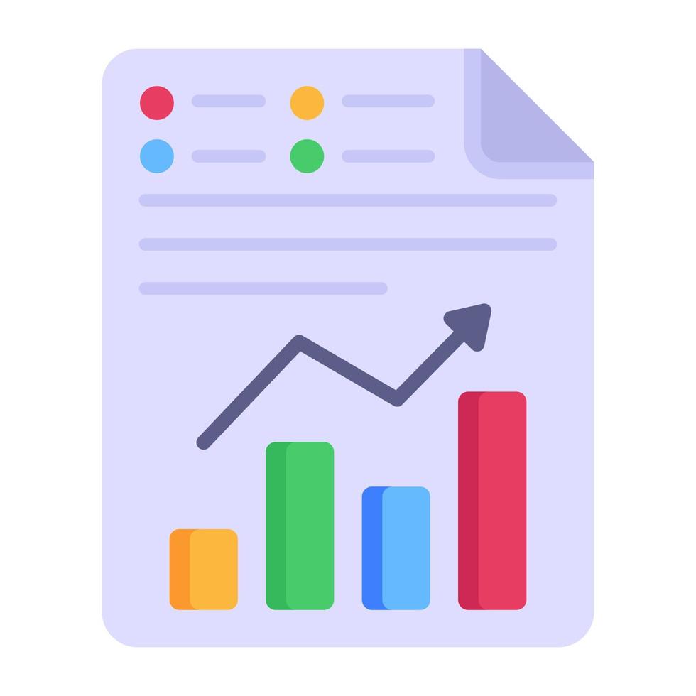 zakelijk rapport plat pictogram, jaarlijkse analyseverklaring vector