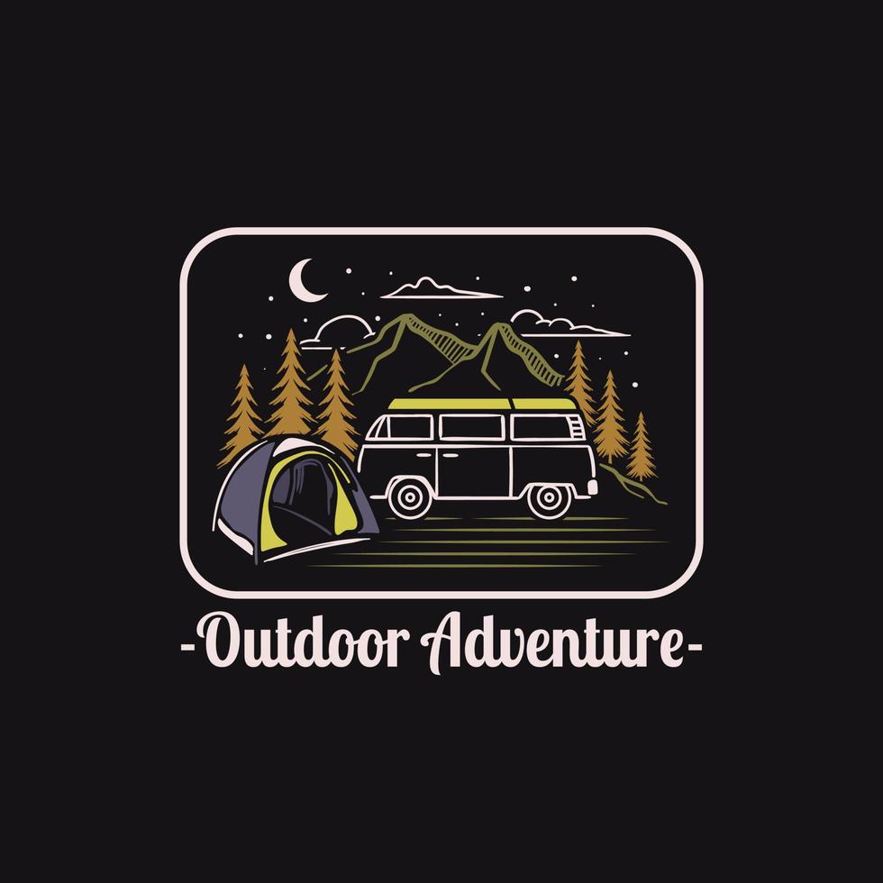 hand getekend avontuur camping berg logo vector