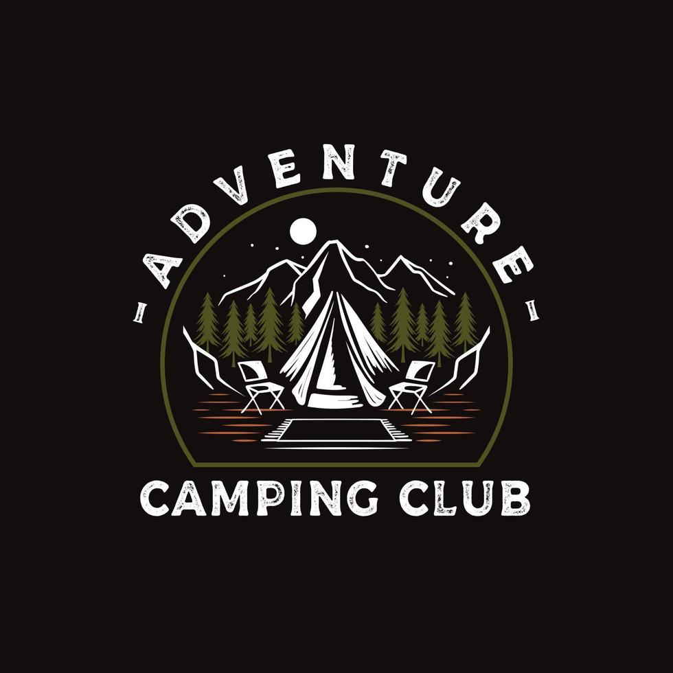 Adventure Night Camping-logo in bos en bergen vector