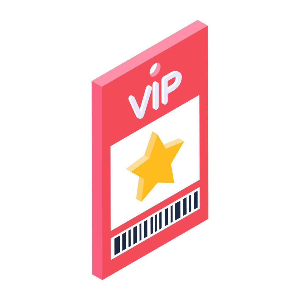 een trendy isometrisch icoon van vip pass vector