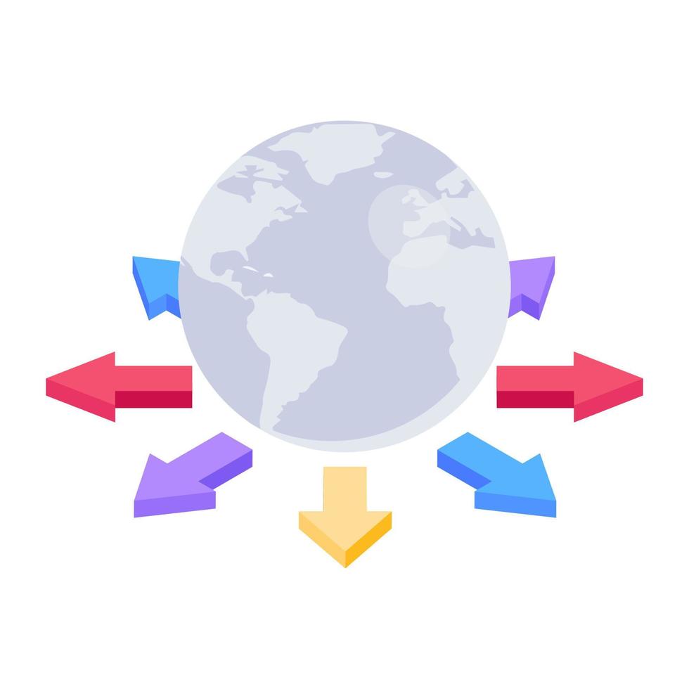 pictogram globale kardinale richtingen in isometrisch ontwerp vector