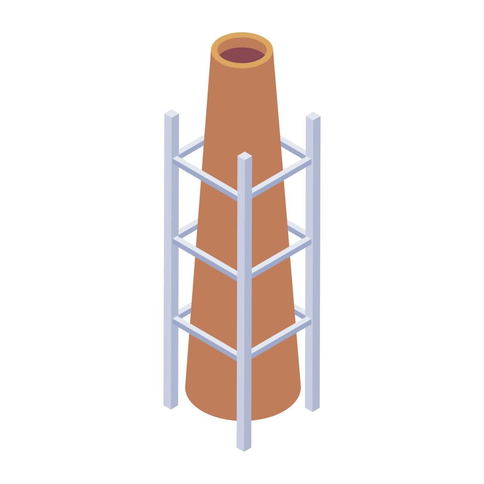 constructief frame rond gecementeerde oven, isometrisch icoon van steenoven vector