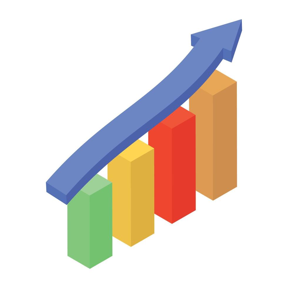 trendy isometrisch pictogram van staafdiagram vector