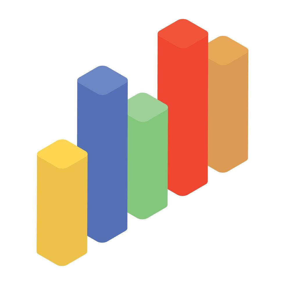 trendy isometrisch pictogram van staafdiagram vector