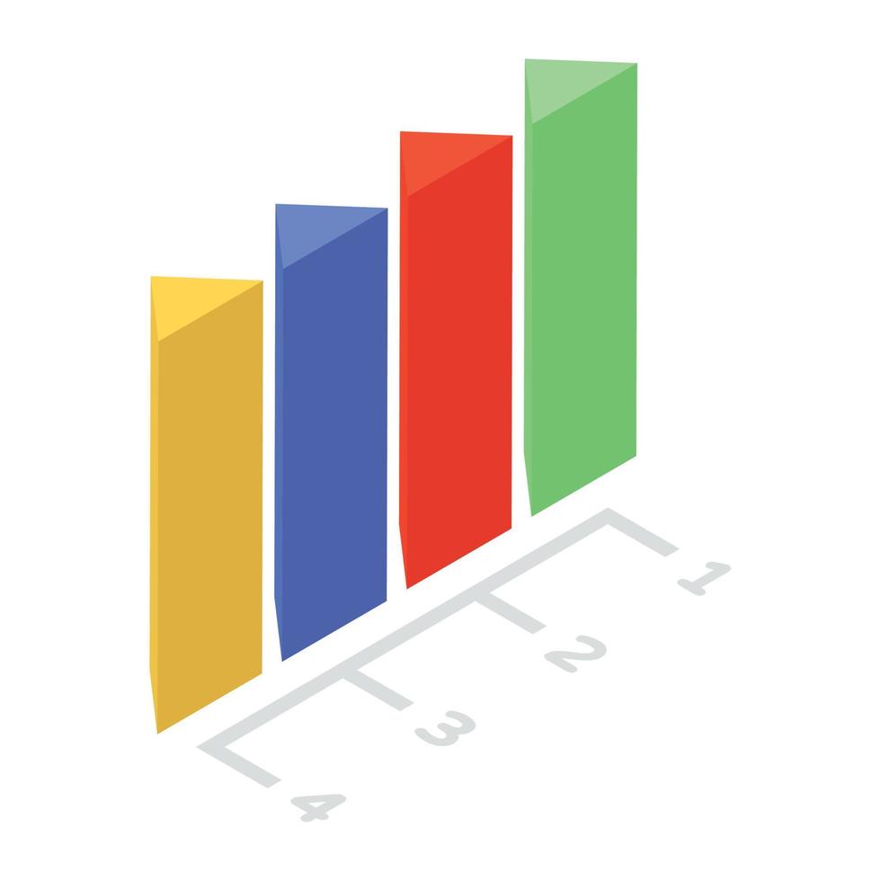 trendy icoon van staafdiagram, isometrisch ontwerp vector