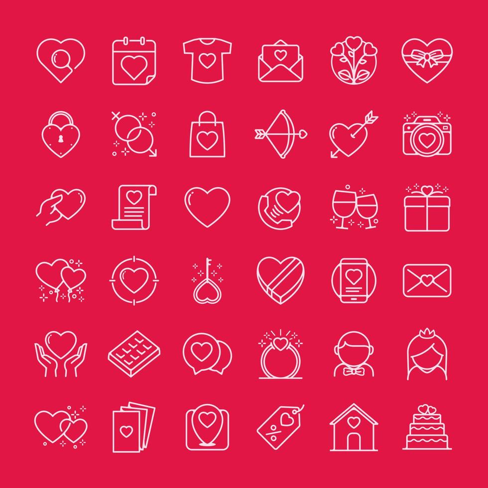 romantische vector icon set