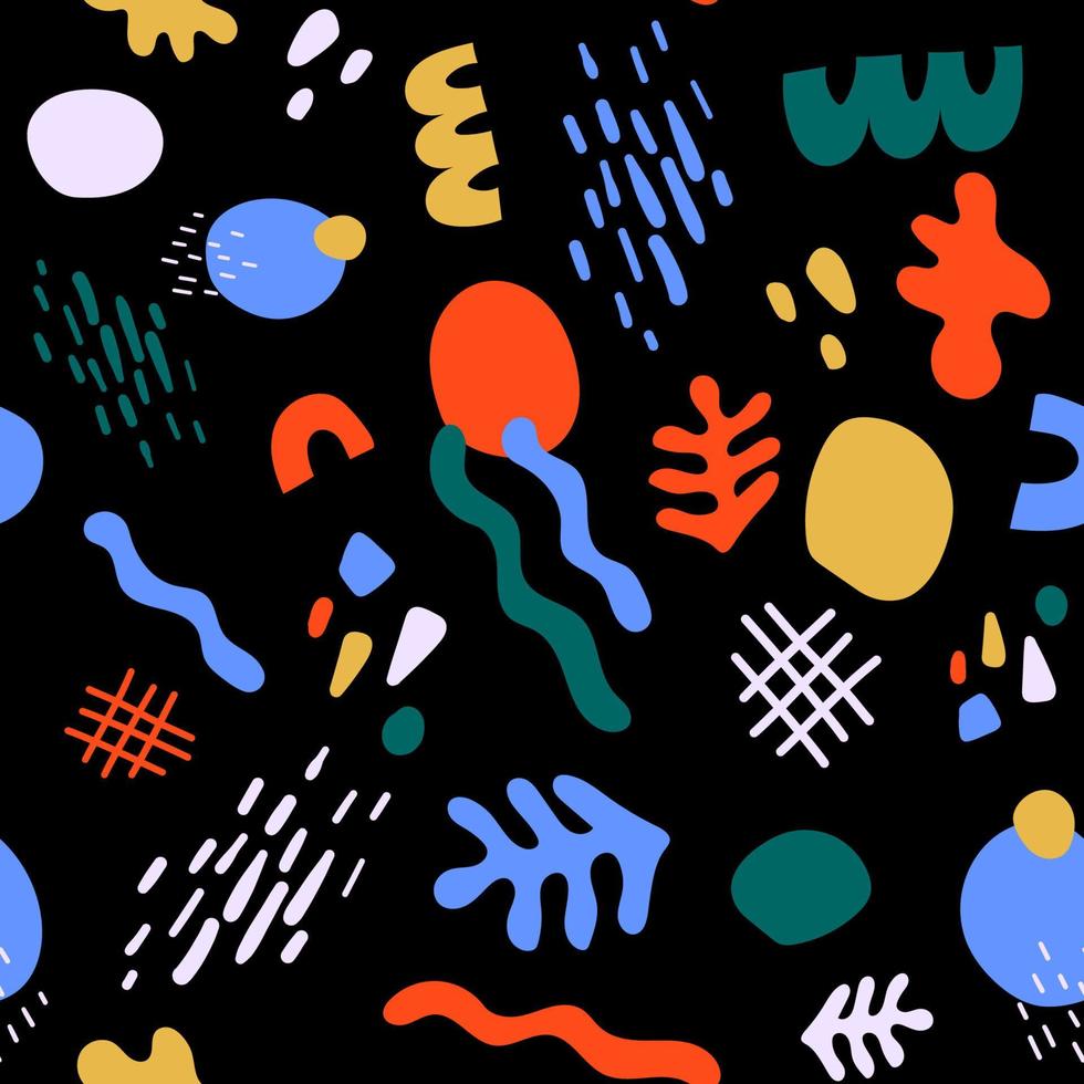 naadloos modern patroon met abstracte verschillende vormen en doodle-objecten. trendy eigentijds design vector