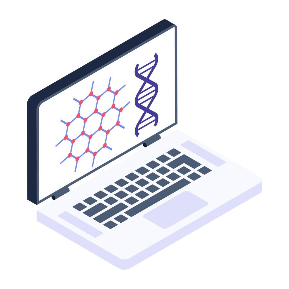 online biotechnologie, isometrische vector van online laboratorium