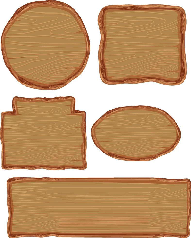 set van verschillende houten bordjes vector