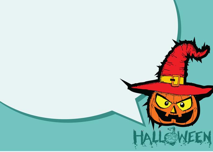 Halloween-kaart met pompoen en sprekende Toespraakbel vector