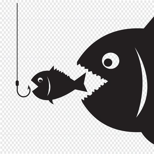 Grote vissen eten weinig vis vector