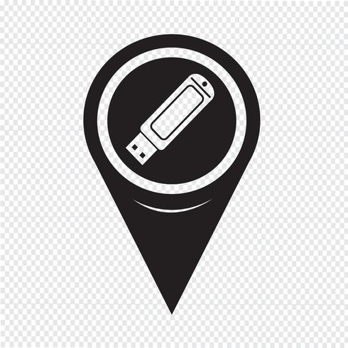 Kaartaanwijzer USB-flashdrivepictogram vector