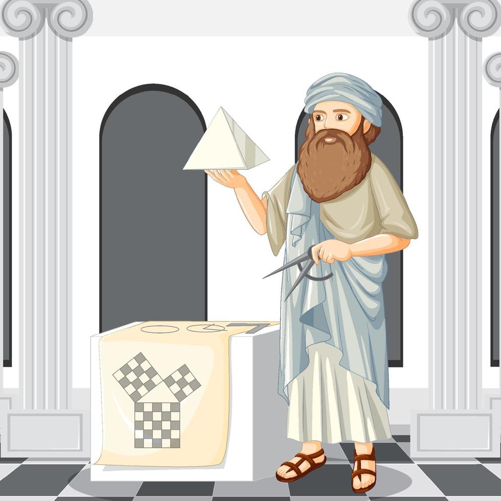 pythagoras-filosoof in cartoonstijl vector