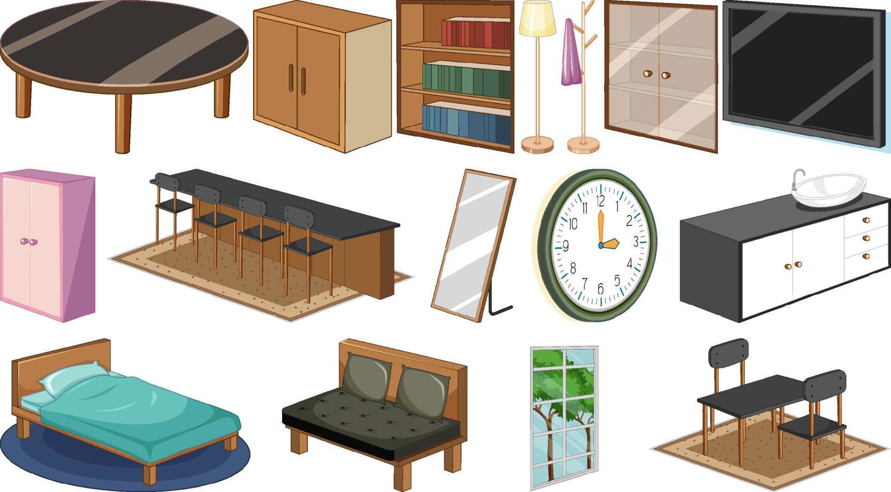 set interieurmeubels en decoraties vector