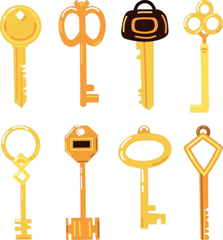 set decoratieve vintage sleutels doodle stijl vector