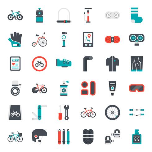 fietsaccessoires platte pictogram vector