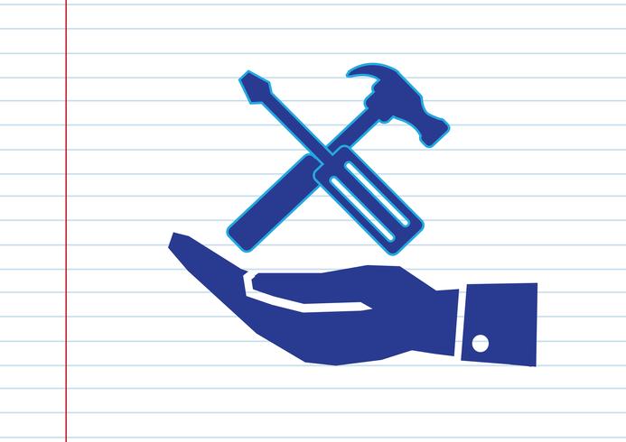 Hand en hulpmiddelen Hammer pictogram vector