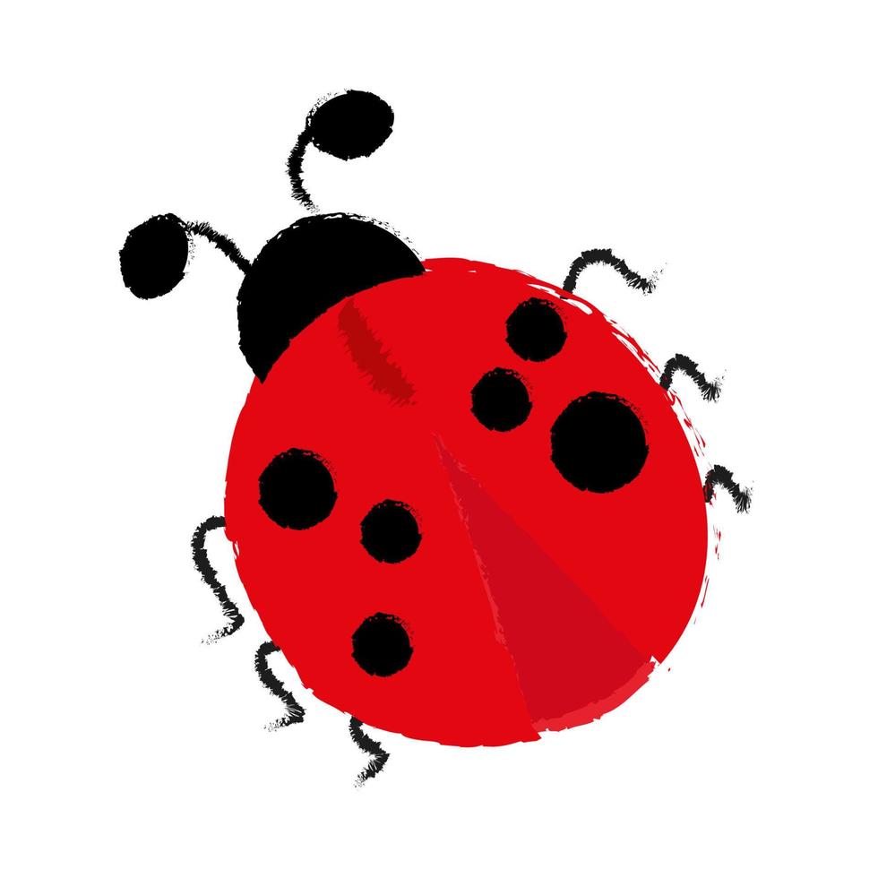 schattig lieveheersbeestje. eenvoudig plat ontwerp rood en zwart. textuur character.vector illustratie geïsoleerd op een witte achtergrond vector