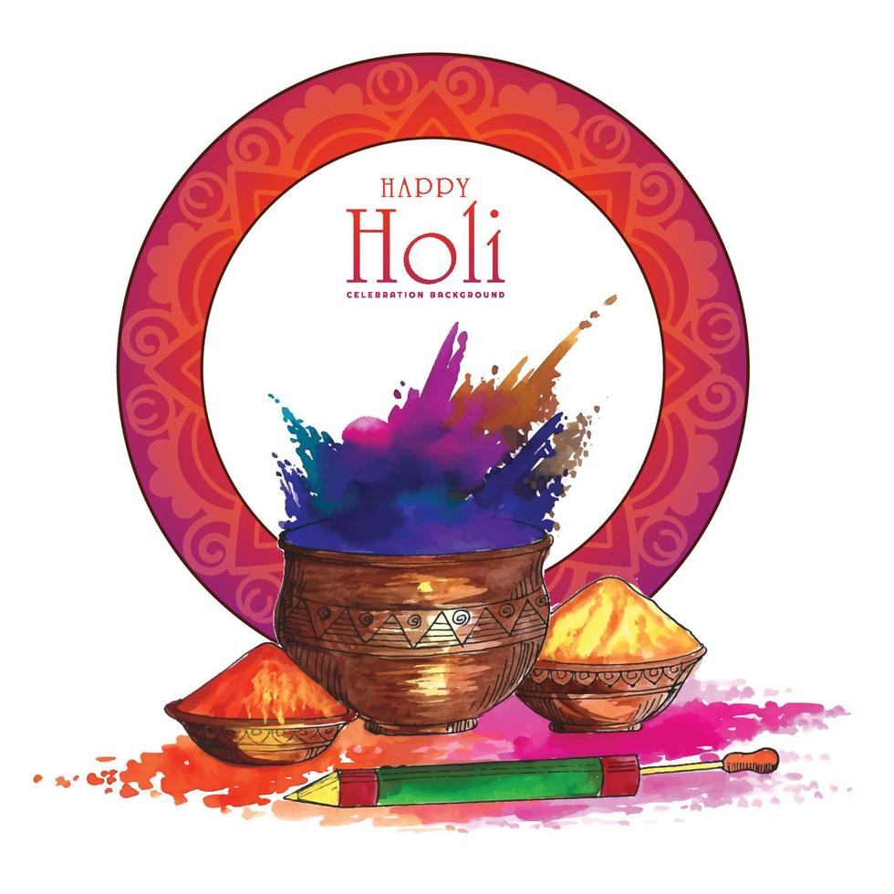 Indiase holi traditionele festival van kleuren kaart achtergrond vector