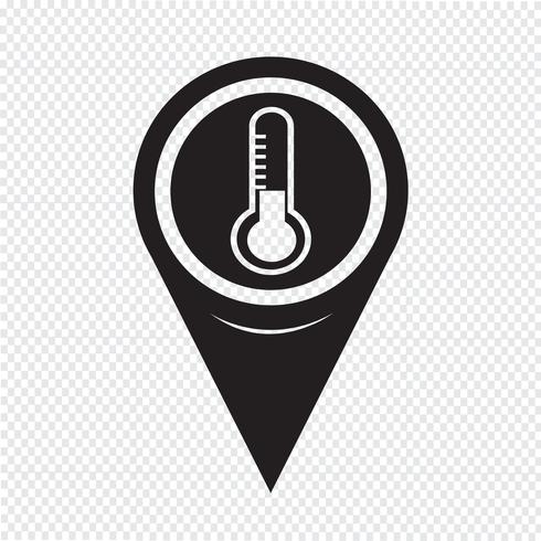 Kaart aanwijzer thermometer pictogram vector