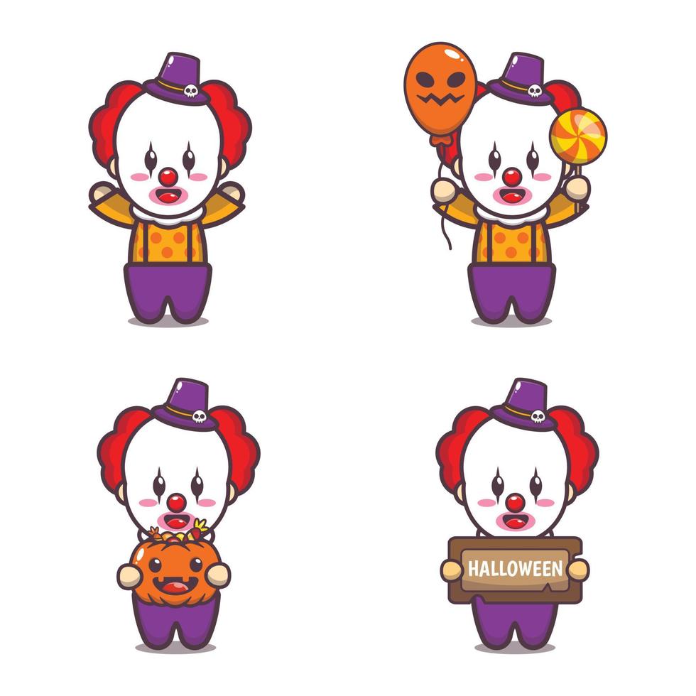 schattige clown cartoon mascotte karakter illustratie vector
