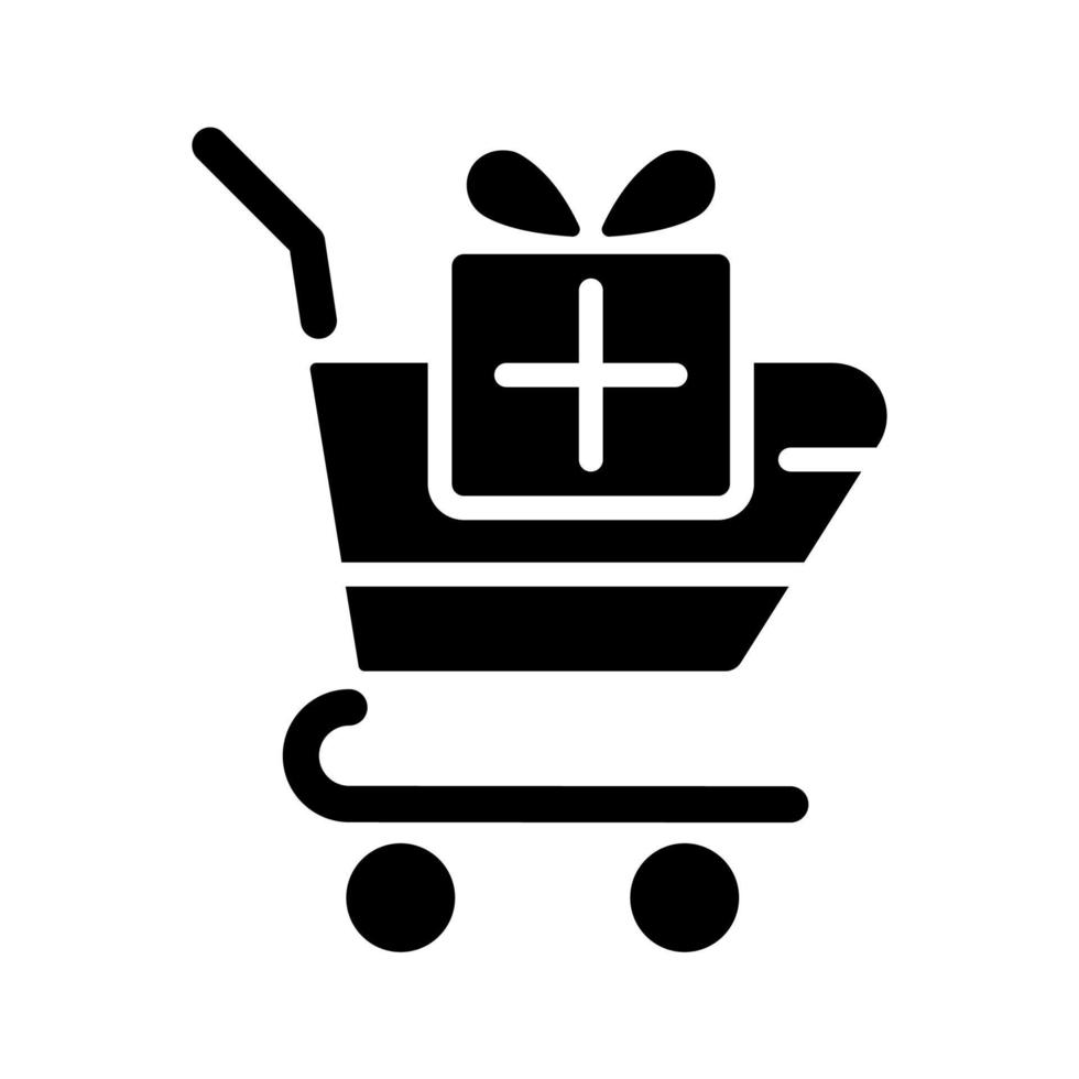 cadeau voor bestelling zwart glyph-pictogram. aankoopbonus en cadeau. marketingstrategie en promotie. online winkel. silhouet symbool op witte ruimte. solide pictogram. vector geïsoleerde illustratie