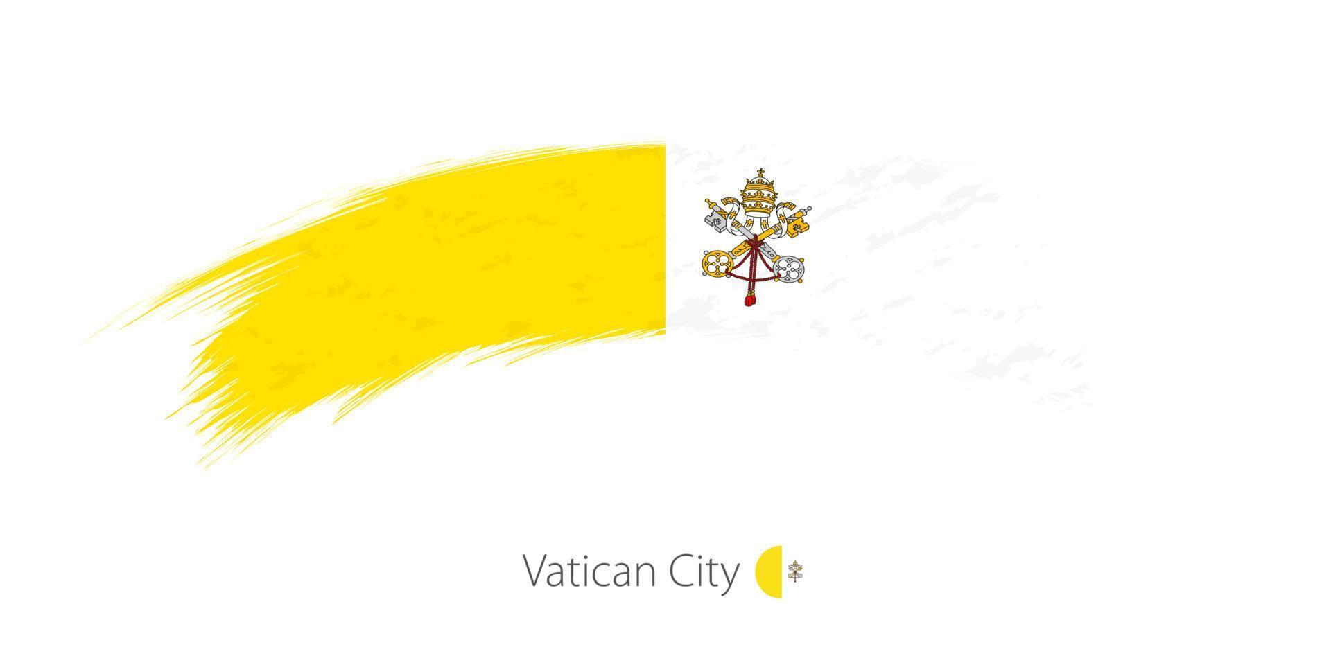 vlag van vaticaanstad in afgeronde grunge penseelstreek. vector