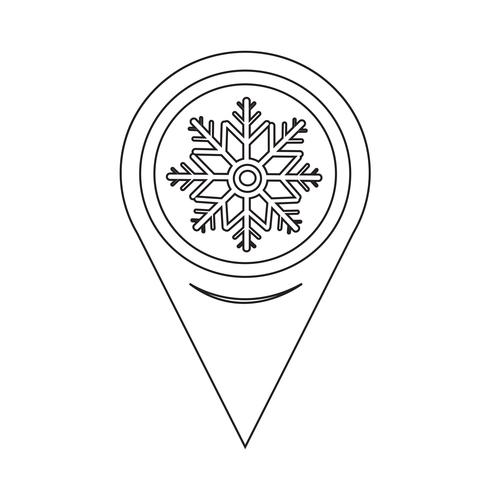 Kaart aanwijzer sneeuwvlok pictogram vector