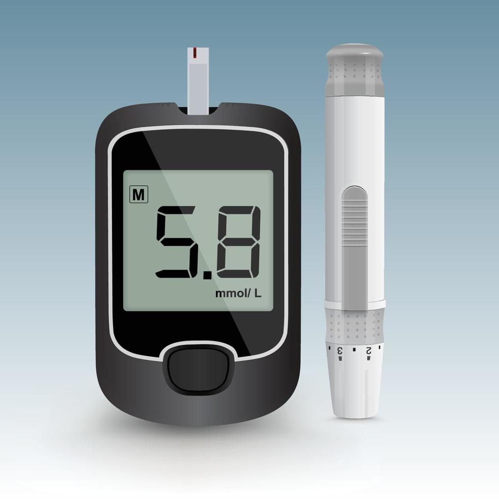 digitale bloedglucosetestkit met injectietool vector