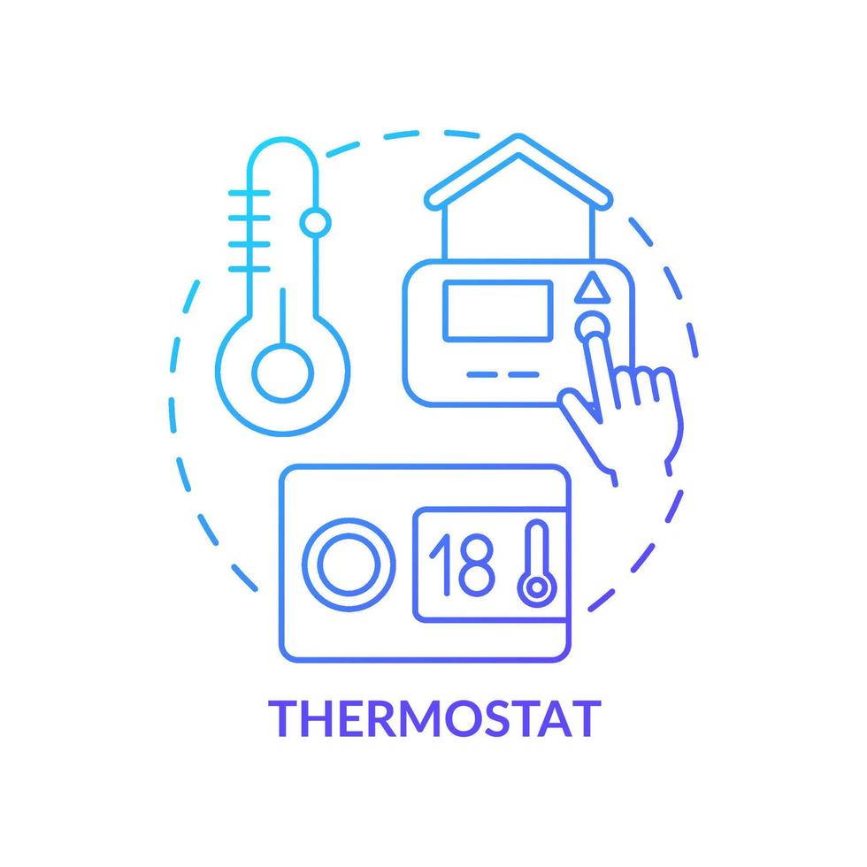 thermostaat blauw kleurverloop concept icoon. slim huishouden. dagelijkse automatisering abstracte idee dunne lijn illustratie. geïsoleerde overzichtstekening. bewerkbare streek. roboto-medium, talloze pro-bold lettertypen gebruikt vector