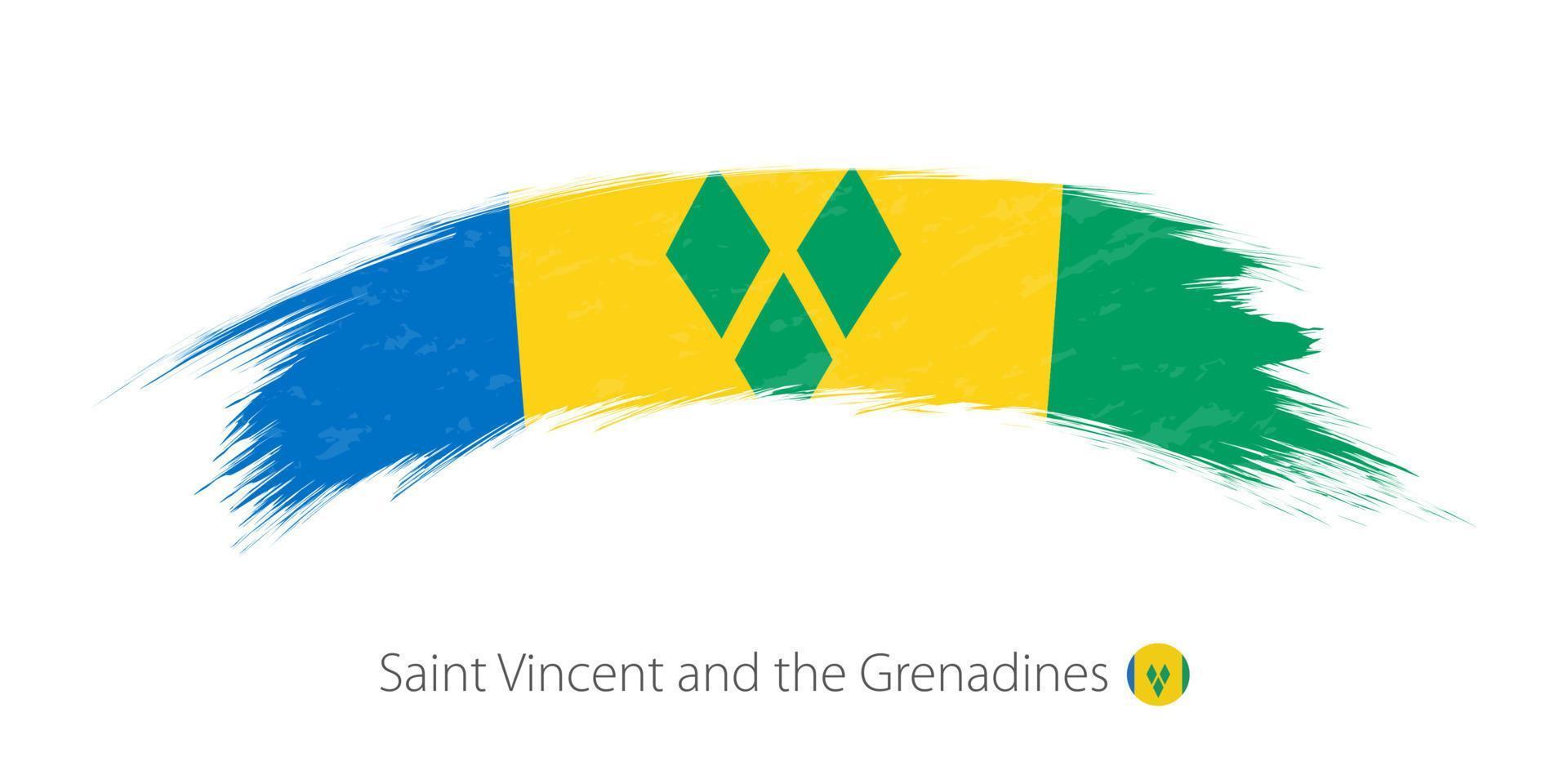 vlag van sint vincent en de grenadines in afgeronde grunge penseelstreek. vector