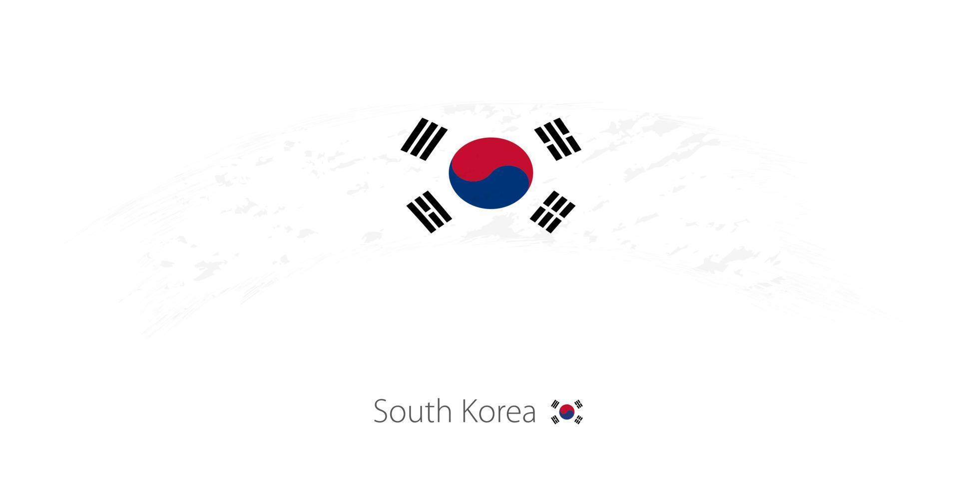 vlag van zuid-korea in afgeronde grunge penseelstreek. vector