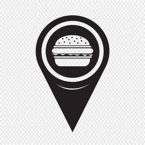 Kaart aanwijzer Hamburger pictogram vector