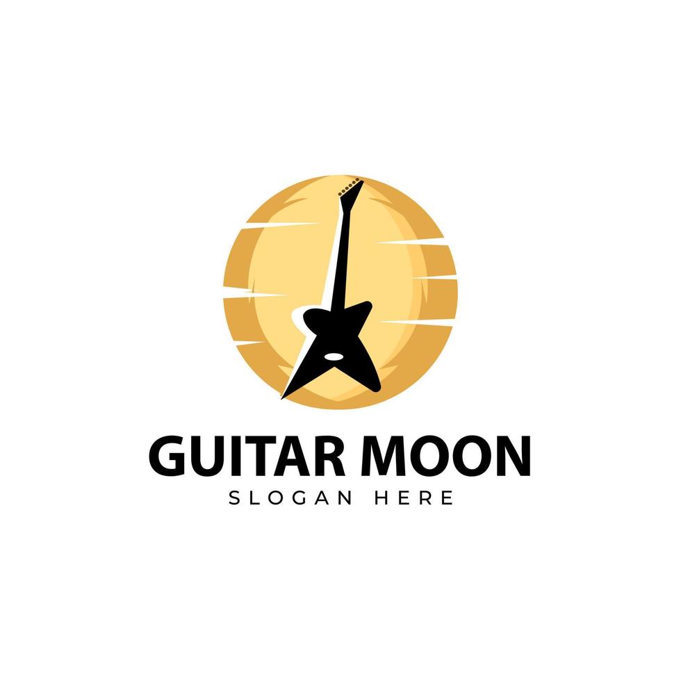 gitaar vormige plectrum logo elektrische gitaar logo gele cirkel pictogram muziek winkel ontwerpelement sjabloon vector