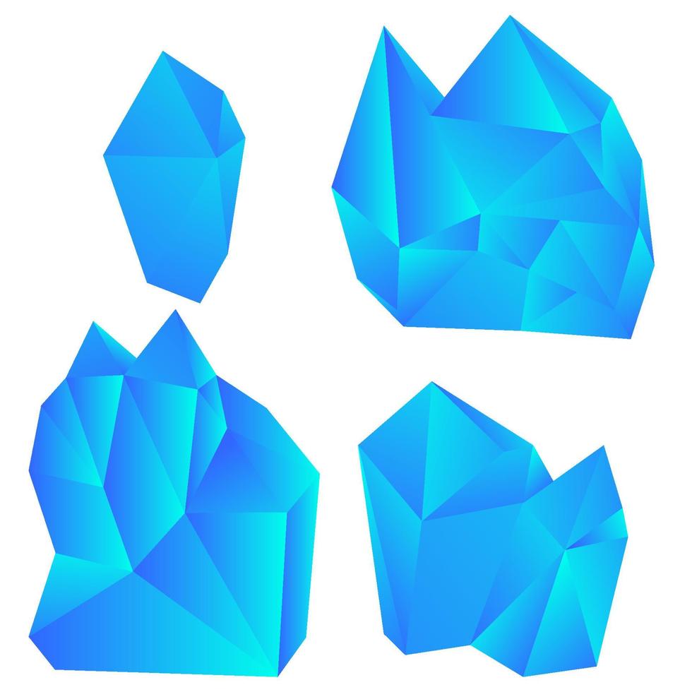 set van kleurrijke kristallen geïsoleerd op een witte achtergrond. vector
