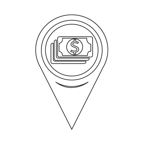 Kaart Pin aanwijzer geld pictogram vector