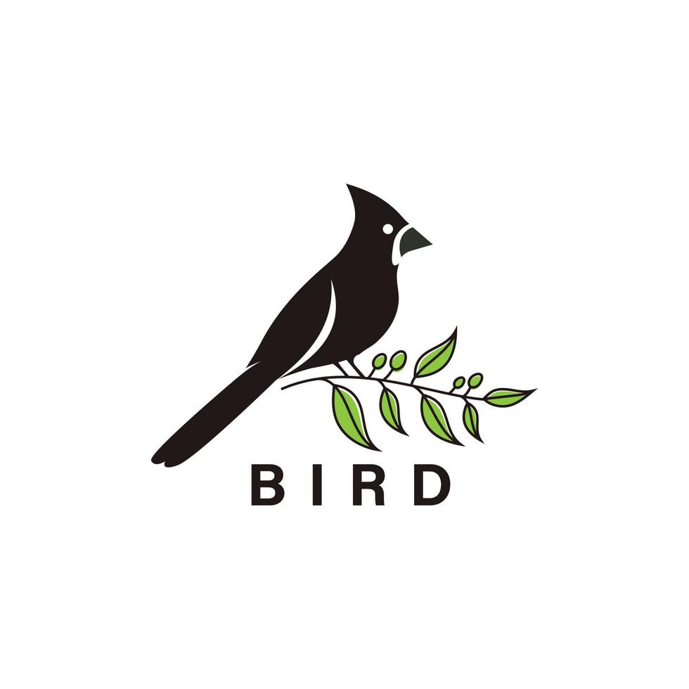 vector logo vogel silhouet tak zitstokken op wilde plant, mooie illustratie, perfect element