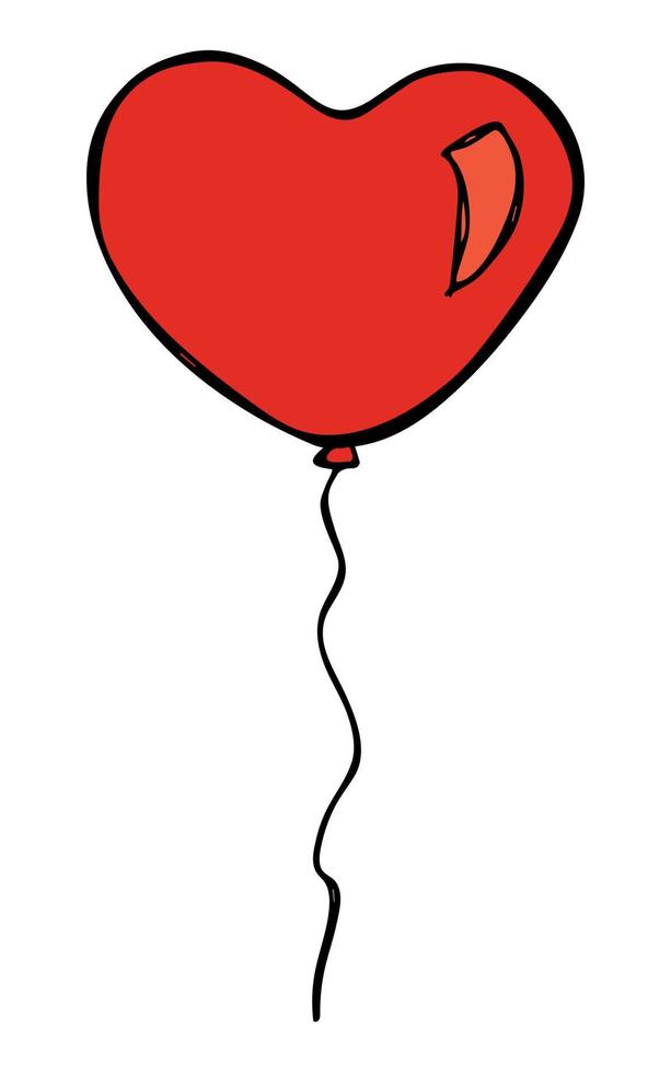 hand getrokken vliegende ballon illustratie geïsoleerd op een witte achtergrond. Valentijnsdag ballon doodle. vakantie clipart. vector