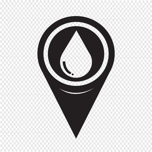 Kaartaanwijzer Waterdruppel pictogram vector